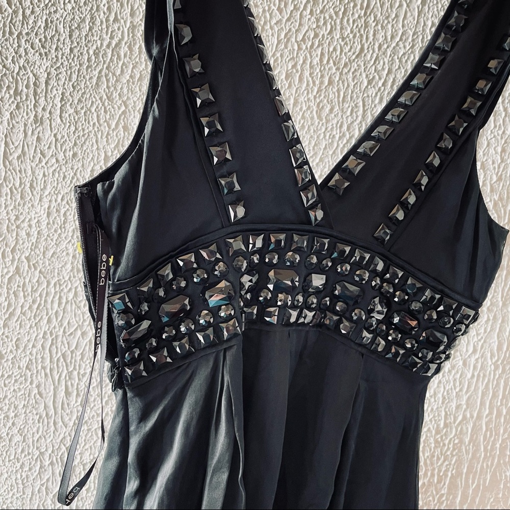 BEBE PARTY COCKTAIL SPARKLY SILK SLEEVELESS DRESS size S - Picture 7 of 7